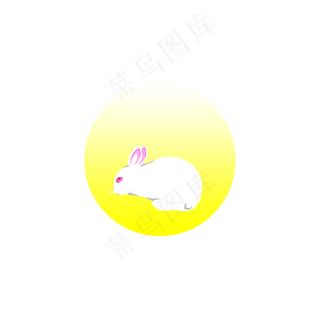 手绘风秋节圆月兔子元素
