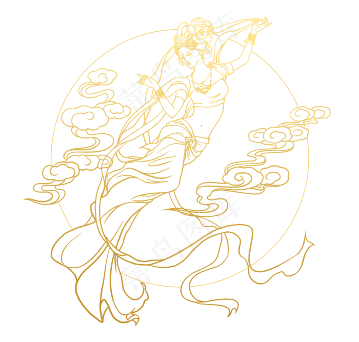 金线嫦娥(2480X2362(DPI:300))psd模版下载