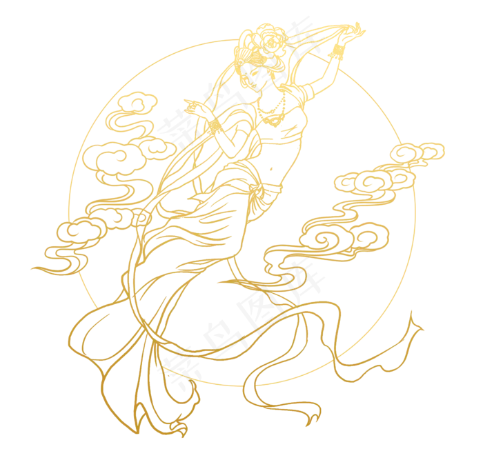 金线嫦娥(2480X2362(DPI:300))psd模版下载