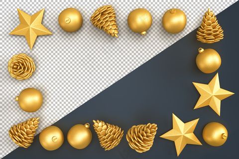 构成矩形框架的圣诞装饰元素