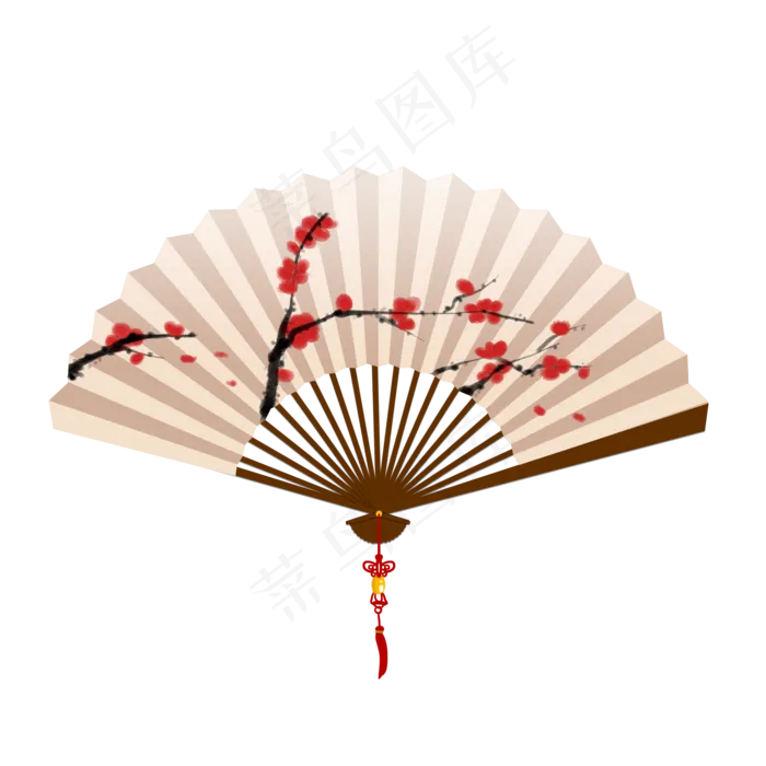 中国风水墨古风风梅花折扇(2000X2000(DPI:300))psd模版下载
