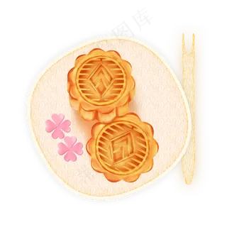 中秋节手绘花型月饼设计元素商用