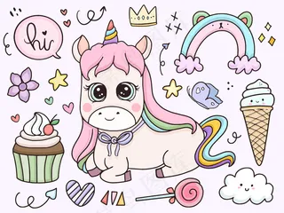 可爱的独角兽宝宝卡通人物集