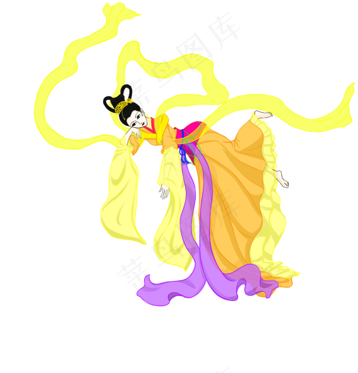 中秋节彩色手绘嫦娥png