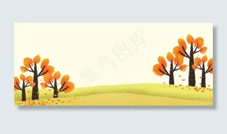 你好秋天平面黄色质感简约banner