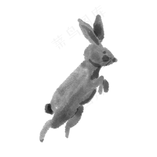 水墨可爱中秋节月兔