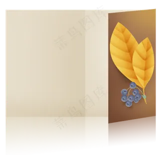 秋天叶子蓝莓贺卡