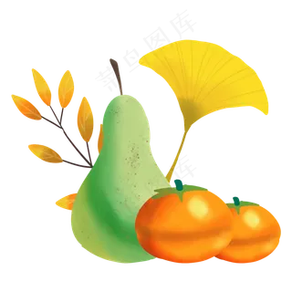 水彩秋季成熟果蔬