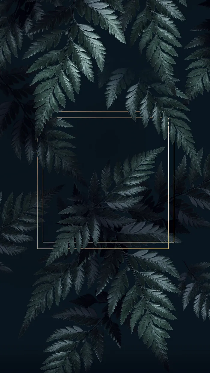 热带背景中的方形金色框架