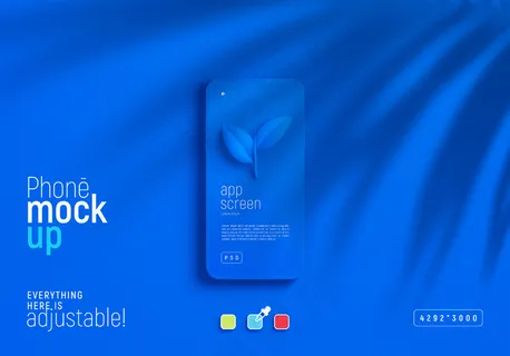 带树叶阴影的智能手机模型样机