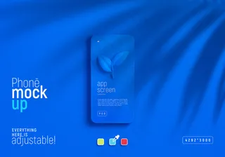 带树叶阴影的智能手机模型样机