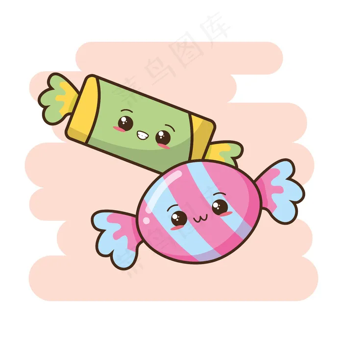 Kawaii快餐可爱糖果插图