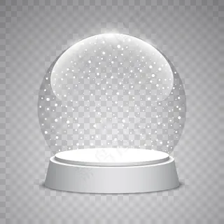 透明背景上的圣诞雪球。玻璃球。插图。 透明背景上的圣诞雪球。玻璃球。插图。