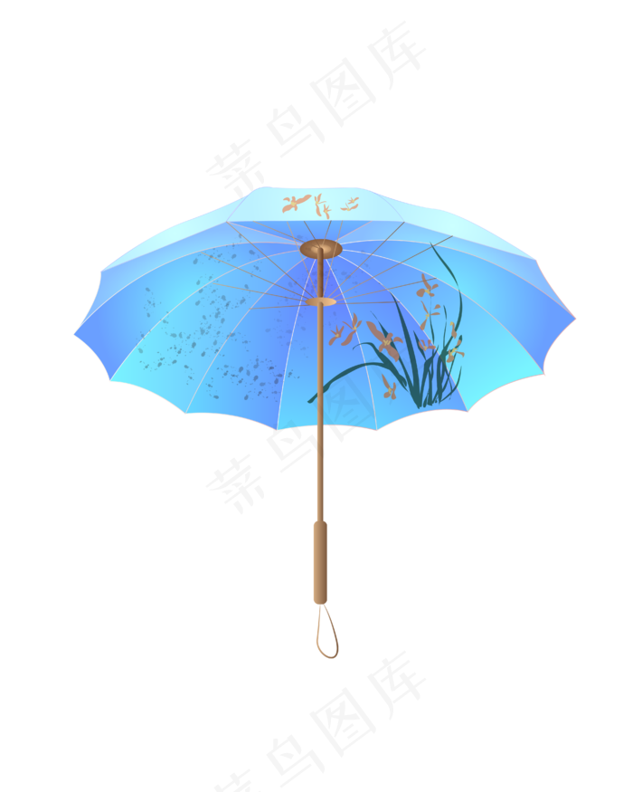 矢量卡通油纸雨伞