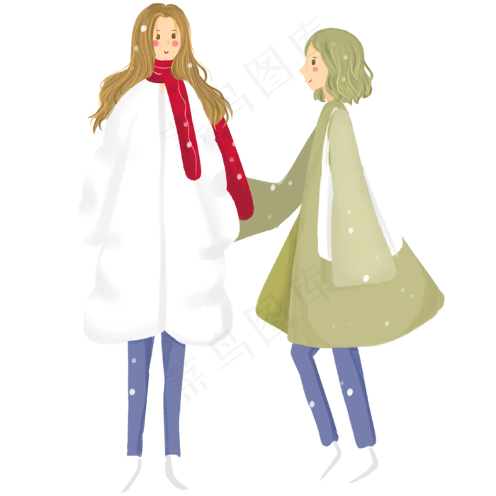 立冬保暖冬日女孩雪天免抠图
