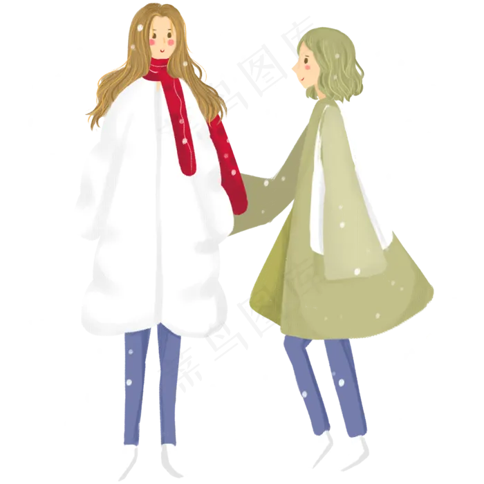 立冬保暖冬日女孩雪天免抠图(2000X2000(DPI:300))psd模版下载