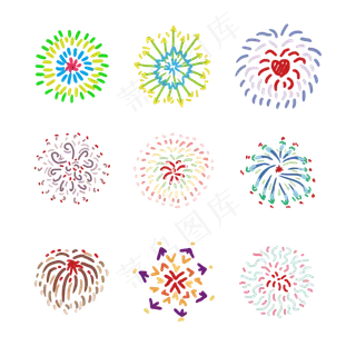 撞色手绘风烟花