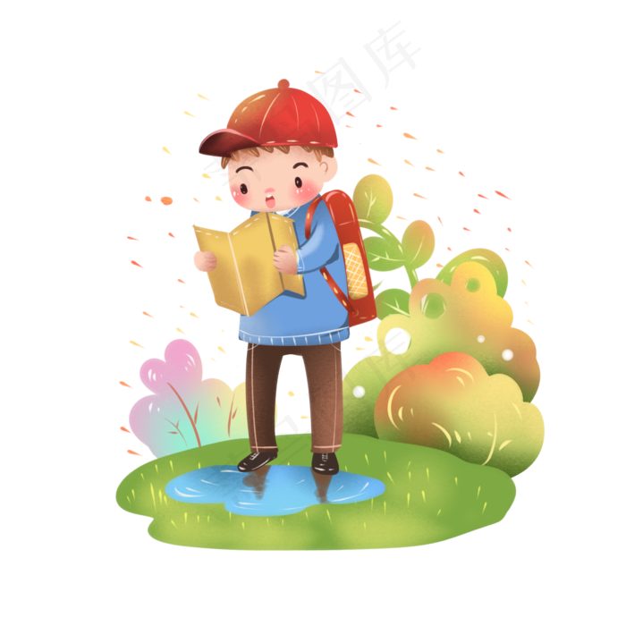 人物旅游创意小清新插图导航国庆