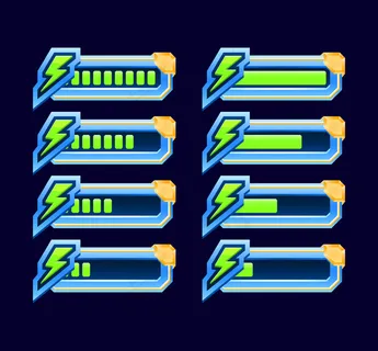 一套游戏界面动画从低到全指标能量耐力栏的gui资产元素