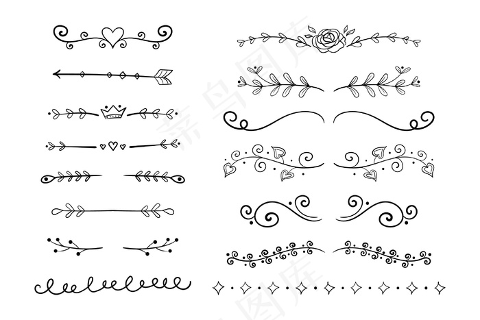 手绘装饰分隔器系列eps,ai矢量模版下载
