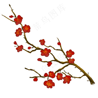 梅花花卉枝蔓卡通