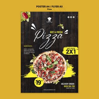 比萨餐厅宣传单,DM传单模板