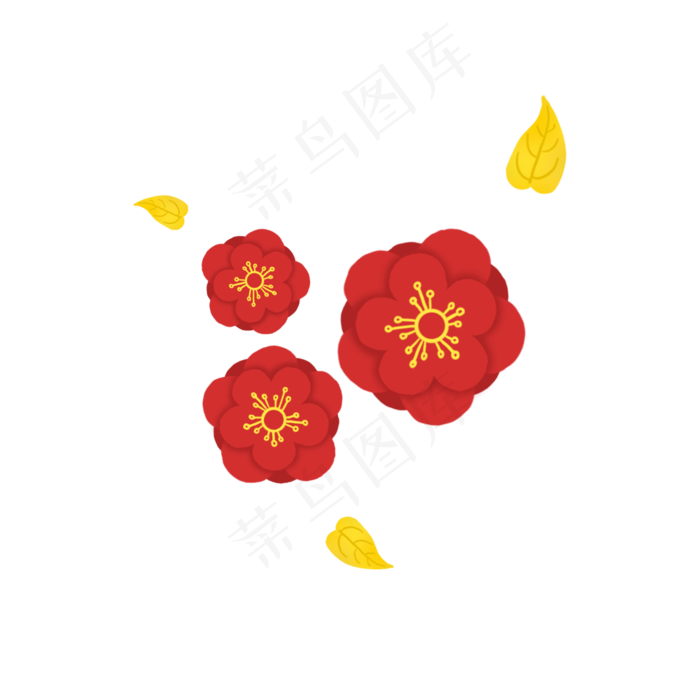 红色立体梅花PNG(2000X2000(DPI:300))psd模版下载