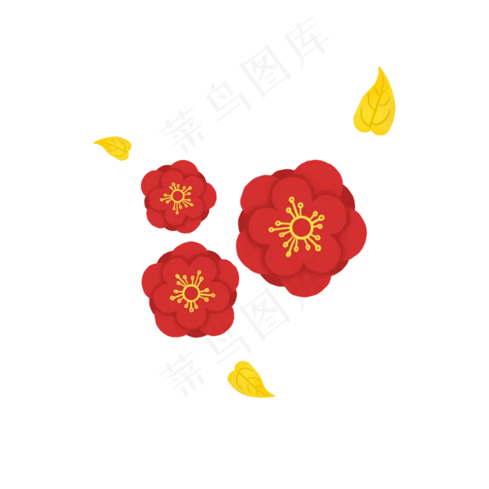 红色立体梅花PNG(2000X2000(DPI:300))psd模版下载