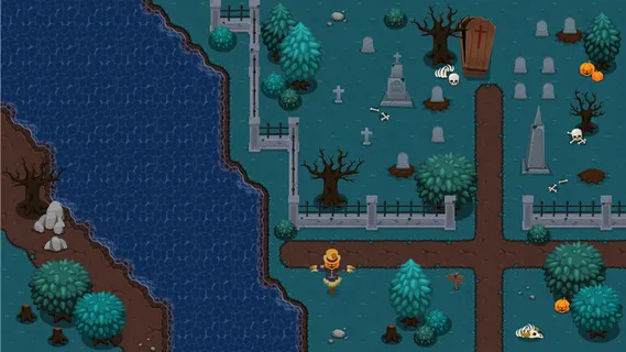 毛骨悚然的坟墓自上而下的游戏瓷砖集