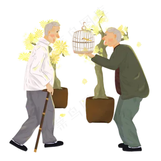 老年休闲生活遛鸟