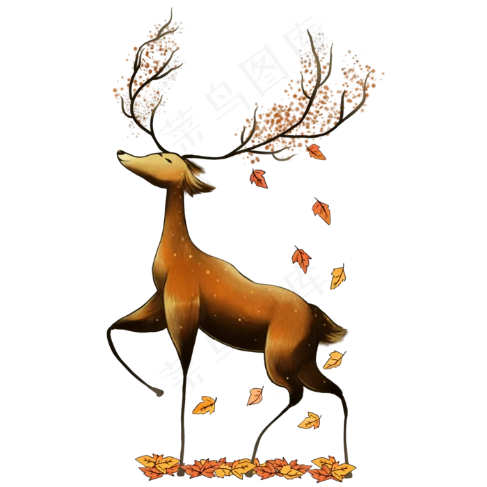 卡通手绘小鹿鹿秋(5000X5000(DPI:300))psd模版下载