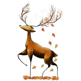 卡通手绘小鹿鹿秋