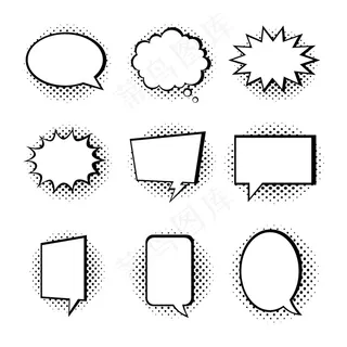 孤立的背景白泡收集演讲。 孤立的背景白泡收集演讲。