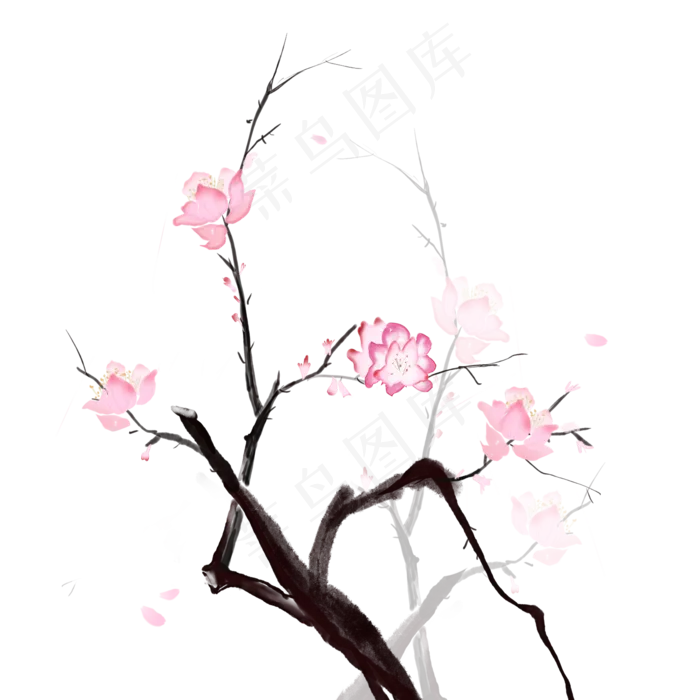 古风古典风格中国风水墨风桃花矢(2000X2000(DPI:299))psd模版下载