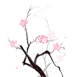 古风古典风格中国风水墨风桃花矢