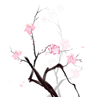 古风古典风格中国风水墨风桃花矢