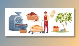 工业咖啡制作过程插图集。