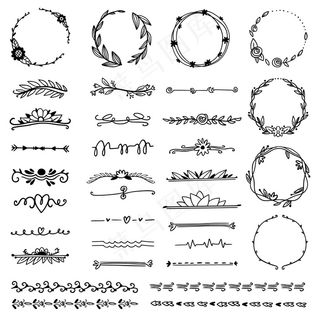 手绘装饰框和箭头套装