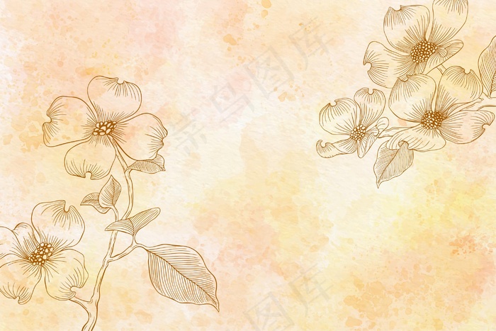 单色水彩花卉背景