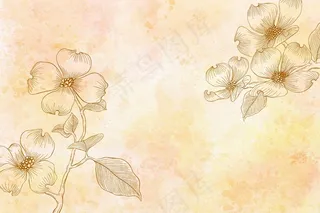 单色水彩花卉背景