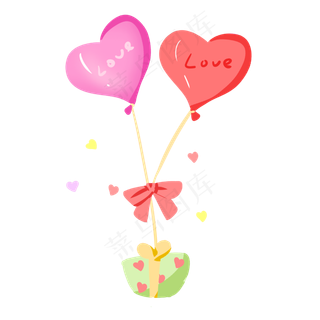 浪漫情人节礼物爱心气球手绘