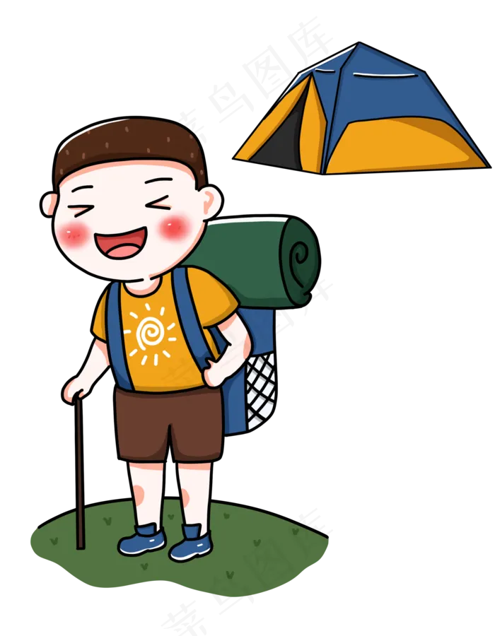 手绘国庆节外出登山人物下载(3500X4500(DPI:300))psd模版下载