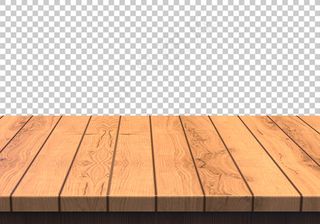 透明背景上隔离的木质桌面