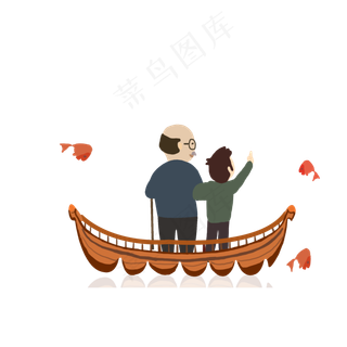 简约创意手绘爷孙可商用元素