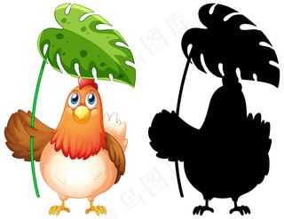用它的轮廓抓着叶子的鸡