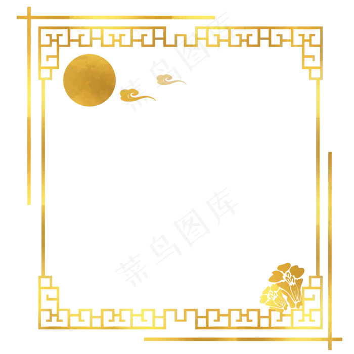 中秋金箔效果圆月边框(2000X2000(DPI:300))psd模版下载