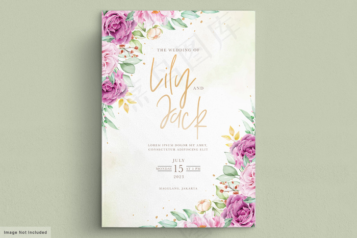 美丽的水彩花结婚卡