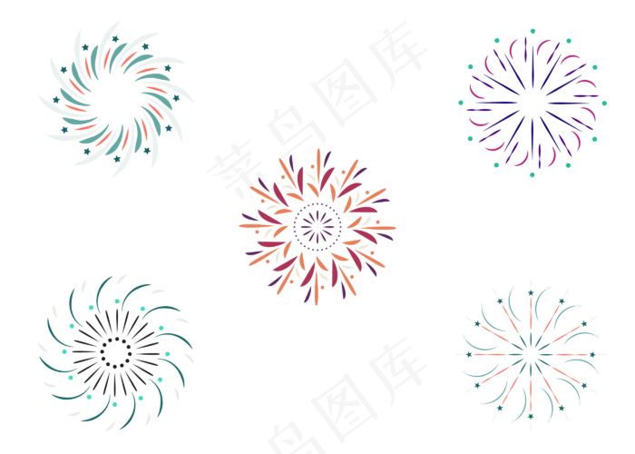 新年放射飞散烟花(2800*2000px 300 dpi )ai矢量模版下载