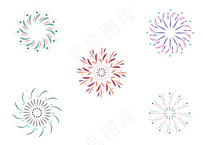 新年放射飞散烟花(2800*2000px 300 dpi )ai矢量模版下载