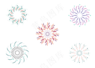 新年放射飞散烟花